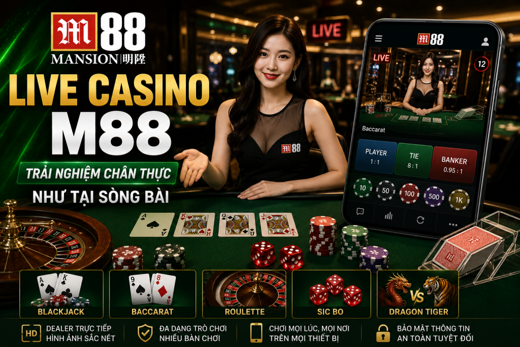 Trải nghiệm live casino M88 đẳng cấp